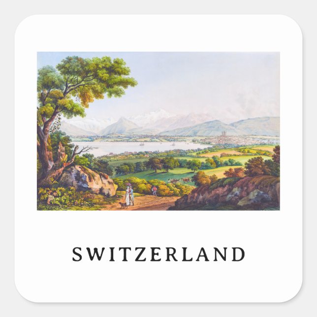 Genève, Schweiz Fyrkantigt Klistermärke (Framsida)