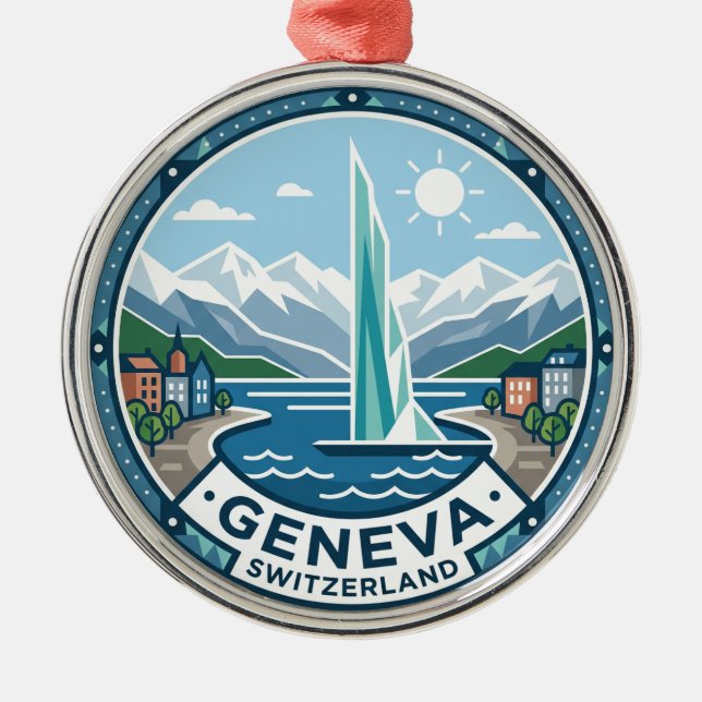 Genève Schweiz Julgransprydnad Metall (Framsidan)