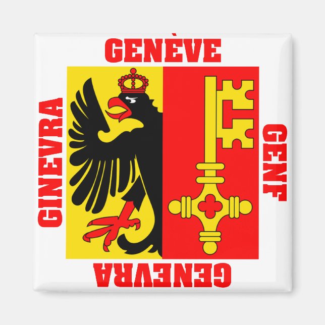 Genève Schweiz Kanton Flagga Magnet (Framsidan)