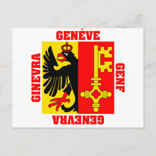 Genève Schweiz Kanton Flagga Vykort