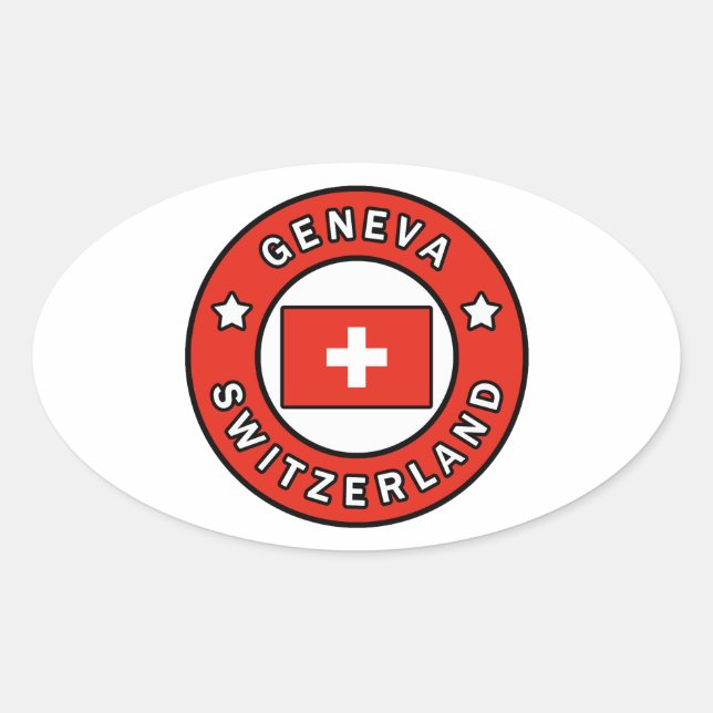 Genève, Schweiz Ovalt Klistermärke (Framsida)