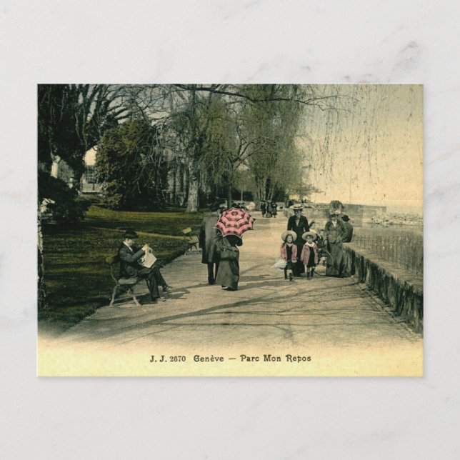 Genève Schweiz Parc Mon Repos 1910-tal Vykort (Framsida)