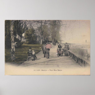 Genève Schweiz, Parc Mon Repos, 1910-talets Vintag Poster