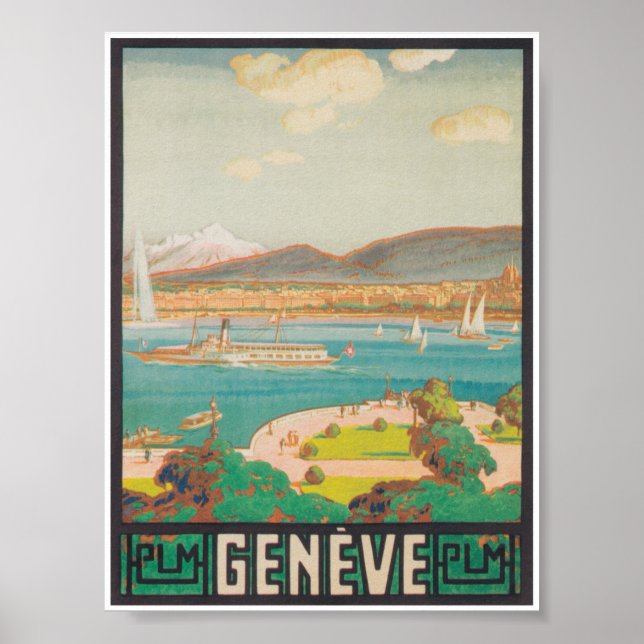 Genève Schweiz Retro Vintage resor Poster (Framsidan)