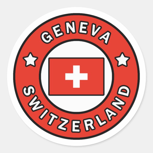 Genève, Schweiz Runt Klistermärke (Framsida)
