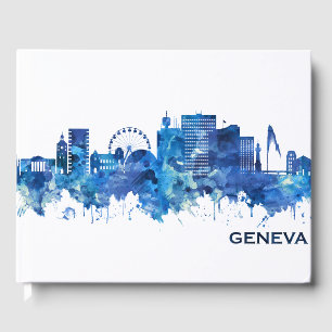 Genève Schweiz Skyline Blue Gästböcker