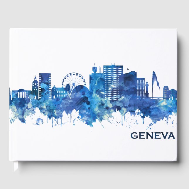 Genève Schweiz Skyline Blue Gästböcker (Framsida)