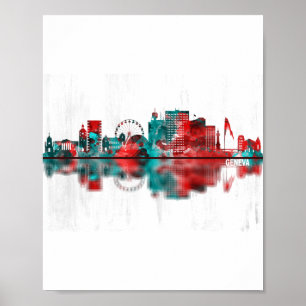 Genève Schweiz Skyline Poster