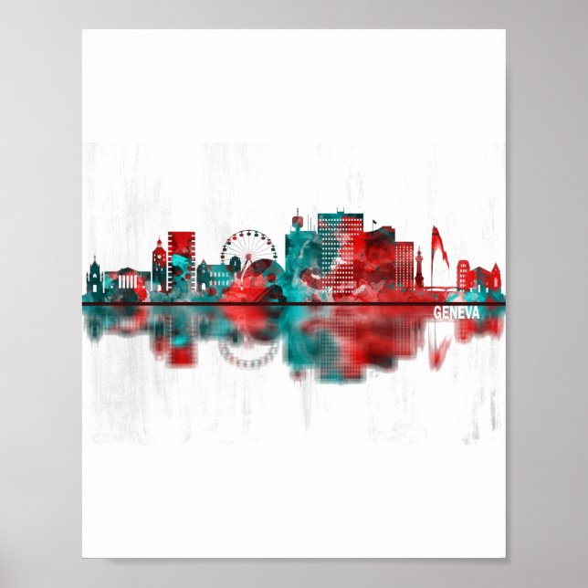 Genève Schweiz Skyline Poster (Framsidan)