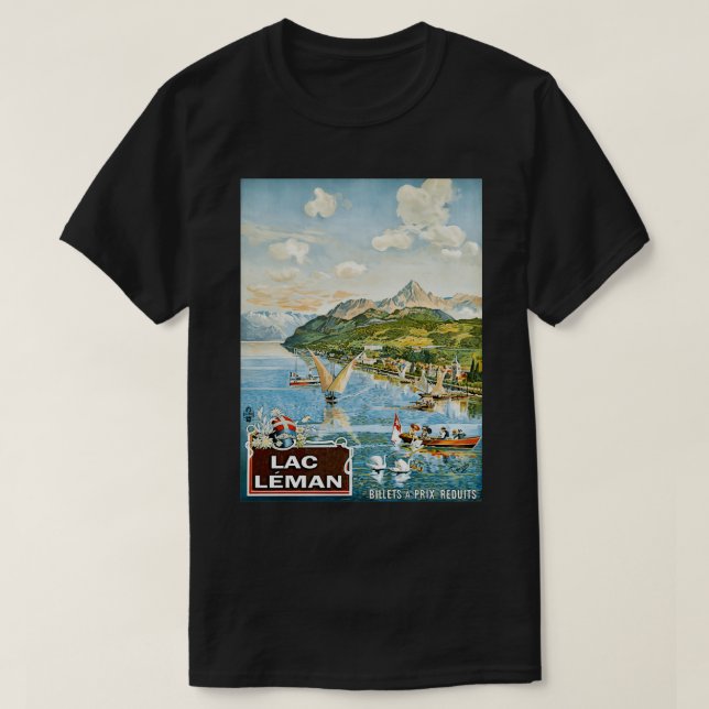 Genève Sjö Lac Leman segelbåtar Schweiz T Shirt (Design framsida)