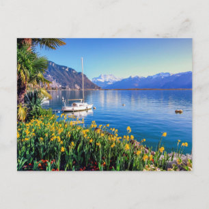 Genève sjö vid Montreux, Vaud, Schweiz Vykort