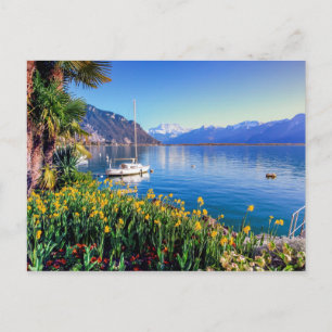 Genève sjö vid Montreux, Vaud, Schweiz Vykort