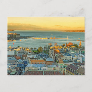 Genévesiskt flygpanorama, Schweiz Vykort