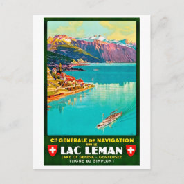 Genèvesjön, flygbild, Schweiz, vintage Vykort