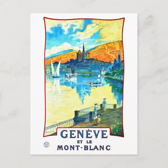 Genèvesjön med utsikt över Mont Blanc Vykort (Framsida)