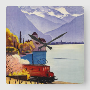 Genèvesjön Resa Fyrkantig Klocka