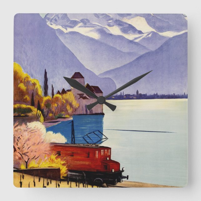 Genèvesjön Resa Fyrkantig Klocka (Framsida)