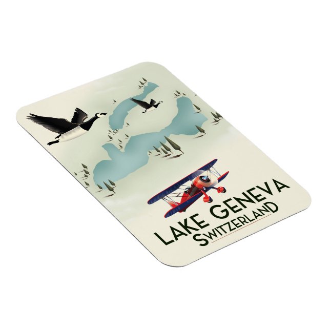Genèvesjön Schweiz Resaaffisch Magnet (Högersidan)