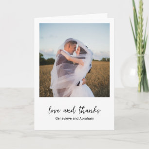 Genevieve Black and White Photo Modern Bröllop Tack Kort