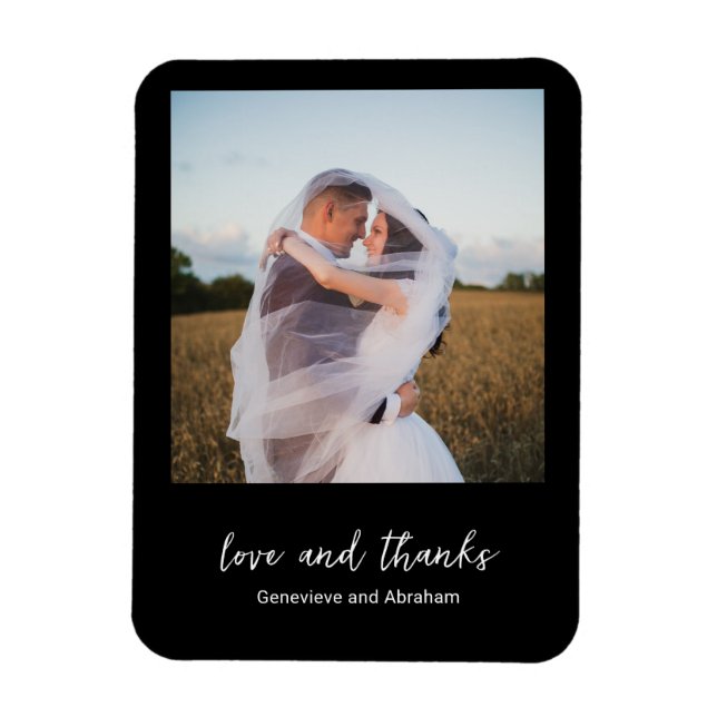 Genevieve Black Photo Modern Bröllop Magnet (Vertikal)