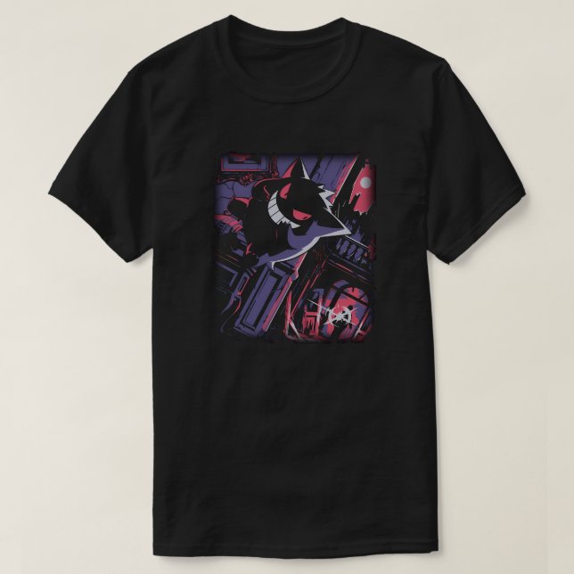 Gengar Haunted Night Illustration T Shirt (Design framsida)