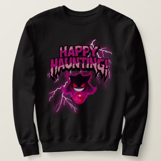 Gengar Shadow Pokémon "Lycklig Hunting" T-Shirt,Hu Lång Ärmad Tröja (Design framsida)