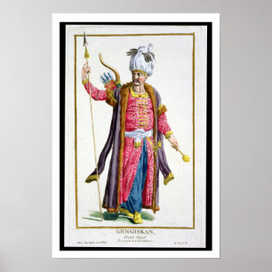 Genghis Khan (c.1162-1227) från 'Receuil des Esta Poster