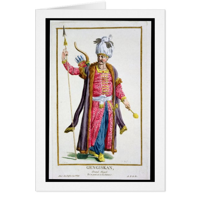 Genghis Khan (c.1162-1227) från 'Receuil des Estam Hälsningskort (Framsidan)