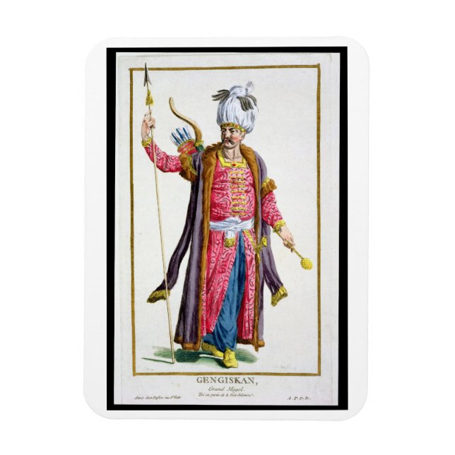 Genghis Khan (c.1162-1227) från Receuil des Estam Magnet (Vertikal)