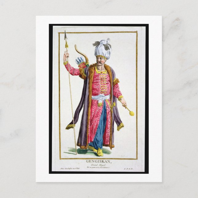 Genghis Khan (c.1162-1227) från Receuil des Estam Vykort (Framsida)