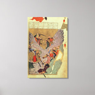 Genghis Khan (c.1162-1227) som in slåss kinesen Canvastryck