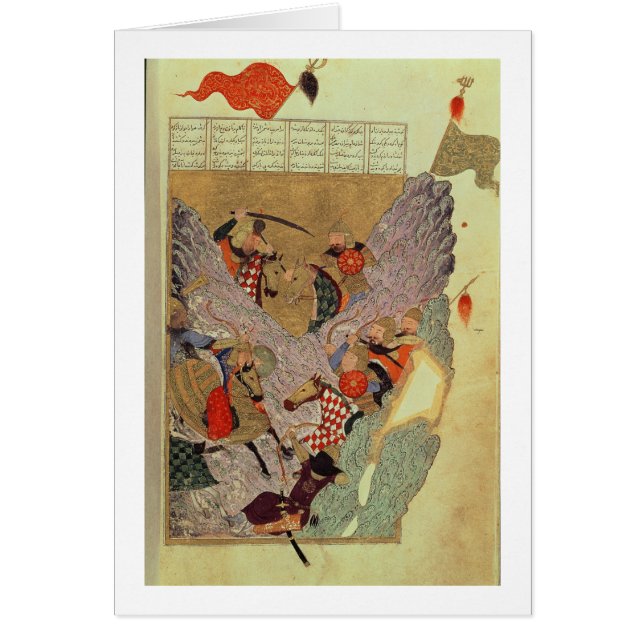 Genghis Khan (c.1162-1227) som in slåss kinesen Hälsningskort (Framsidan)