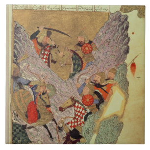 Genghis Khan (c.1162-1227) som in slåss kinesen Kakelplatta