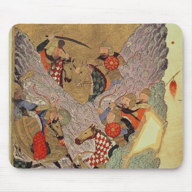 Genghis Khan (c.1162-1227) som in slåss kinesen Musmatta (Framsidan)