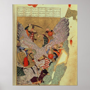 Genghis Khan (c.1162-1227) som in slåss kinesen Poster