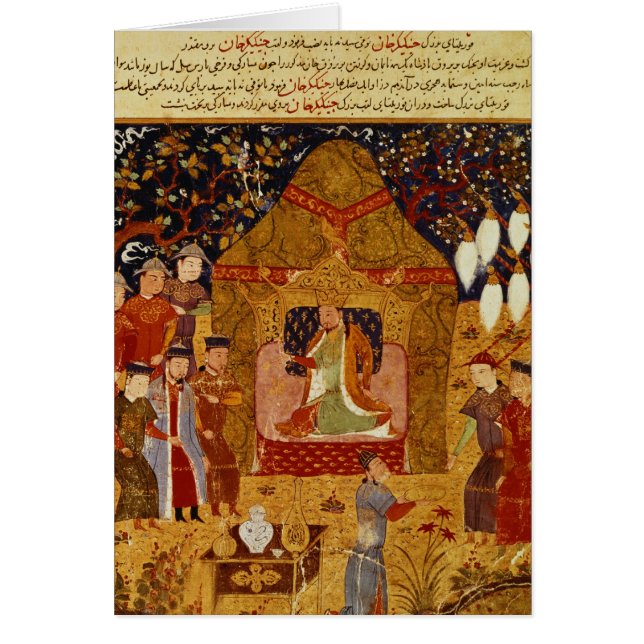 Genghis Khan i hans tält vid Rashid al-Buller Hälsningskort (Framsidan)