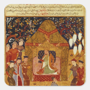 Genghis Khan i tält av Rashid al-Din Fyrkantigt Klistermärke