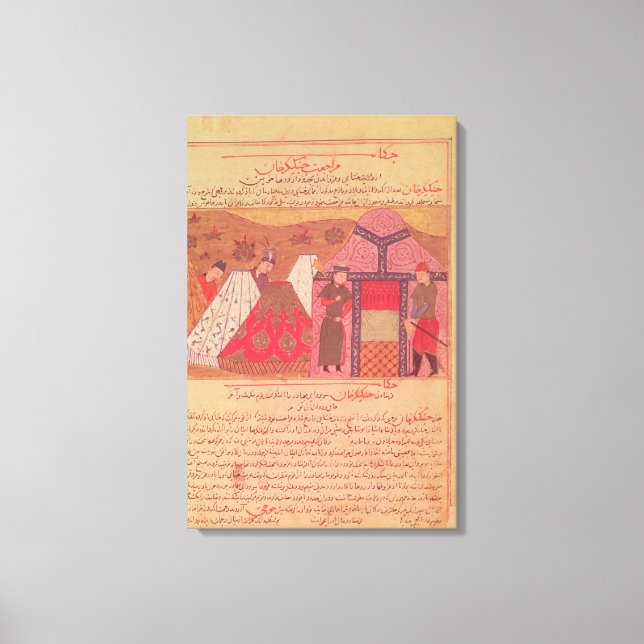 Genghis Khan utanför hans tält Canvastryck (Framsida)