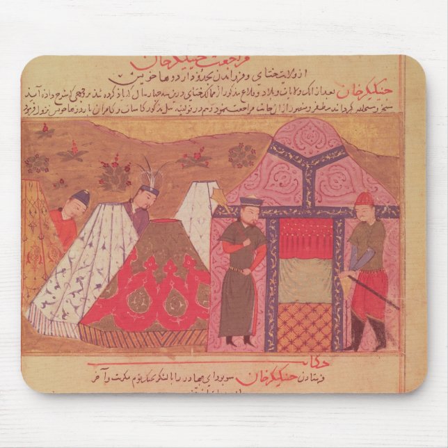 Genghis Khan utanför hans tält Musmatta (Framsidan)