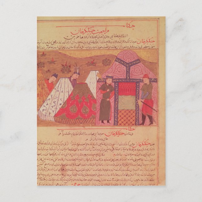 Genghis Khan utanför hans tält Vykort (Framsida)
