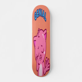 Genial - Cute Rosa Cat Mini Skateboard Bräda 18,5 Cm