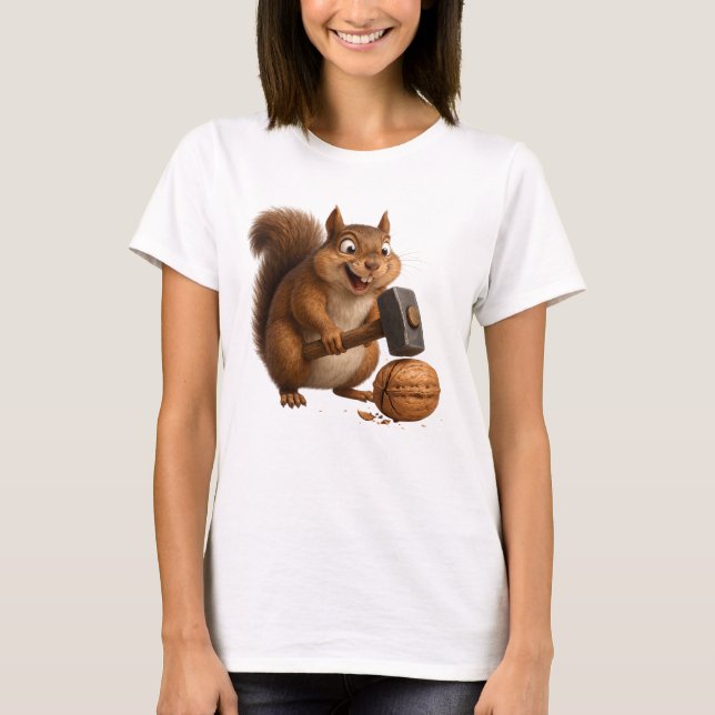 Genial Ekorre T-shirt som knäcker nötter (Framsida)