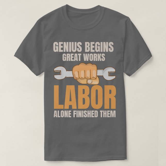 genialitet börjar underbart arbete avslutat dem ar t shirt (Design framsida)