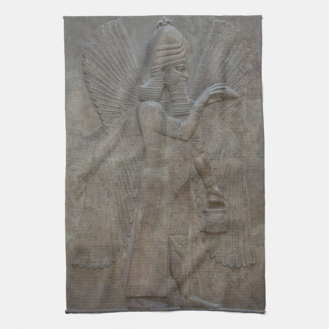 Genie Benisseur of Assyria an Mesopotamian gud Kökshandduk (Vertikal)