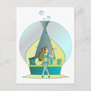 Genie Blowing Bubbles Vykort