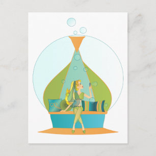 Genie Blowing Bubbles Vykort