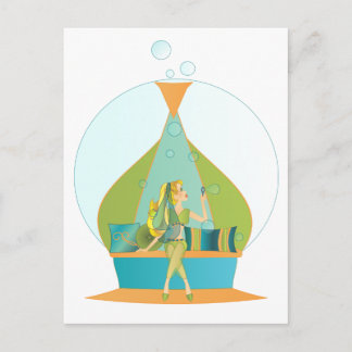 Genie Blowing Bubbles Vykort