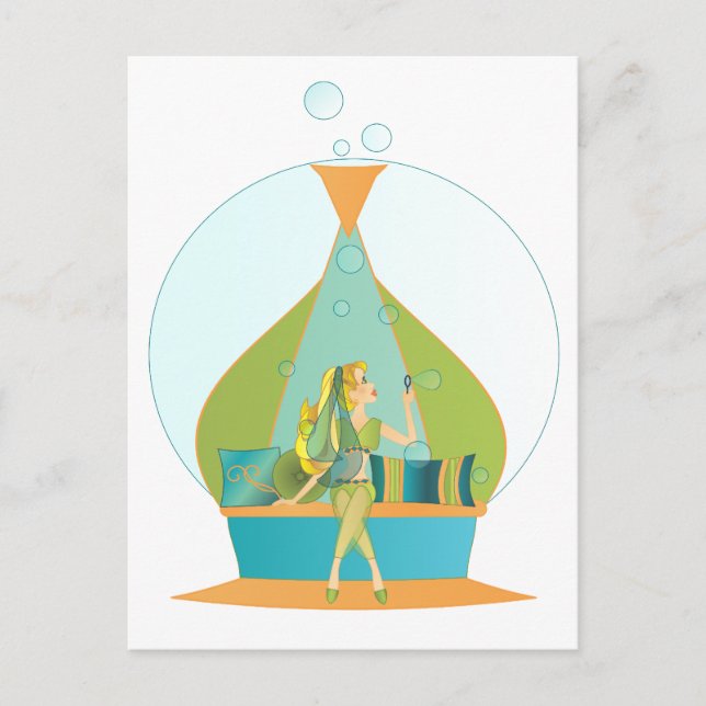 Genie Blowing Bubbles Vykort (Framsida)