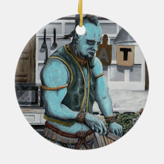 Genie Chef Cooking Dinner Fantasy Art Ornament (Baksidan)