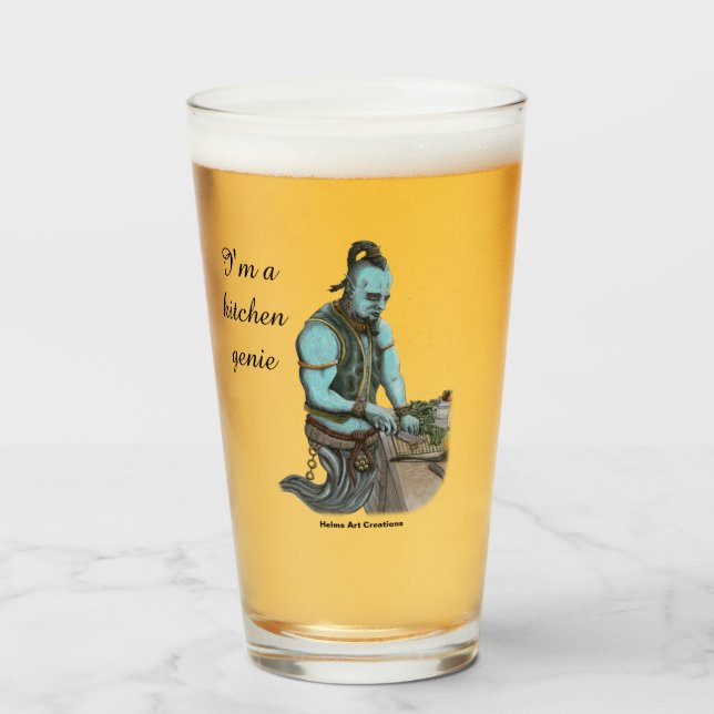 Genie Chef Cooking Dinner Fantasy Drinking Glass Glaskopp (Framsida fylld)